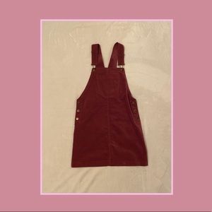 forever 21 red suede overall pinafore dress | size s